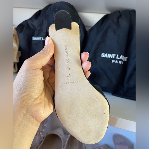 Manolo Blahnik Black Suede Heels - Picture 7 of 9